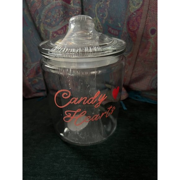Candy Hearts Glass Candy Cookie Jar Target Food Safe Valentine Mom Candy Bar - Picture 4 of 4